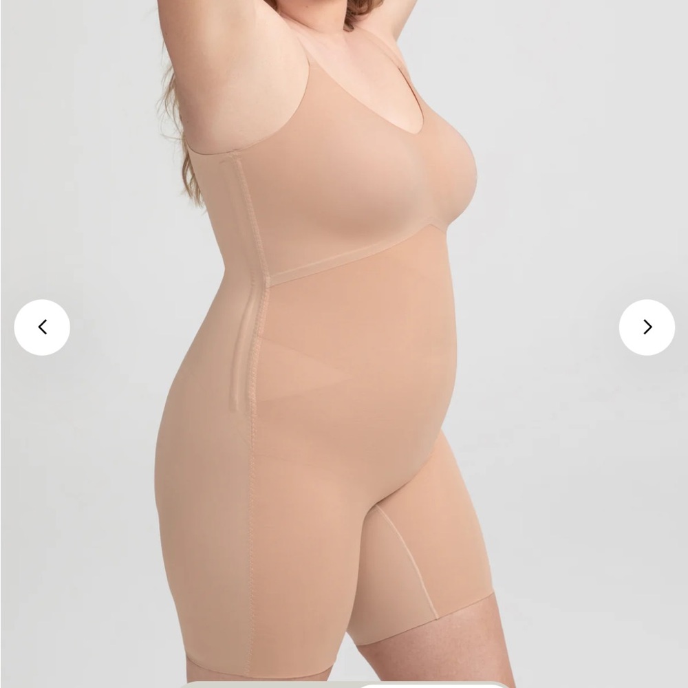 Honeylove Mid-Thigh Bodysuit Plus Size XXL Sand-TAN Shapewear Smoothing Sculpt‎
